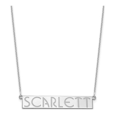 14K White Gold Personalized Name Bar Necklace