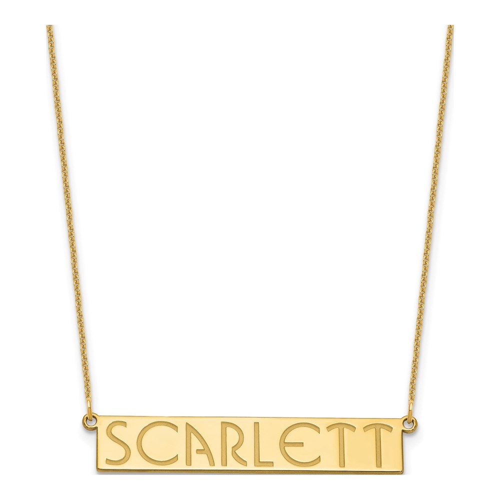 14K Yellow Gold 7-9 Letter Name Bar Necklace with Lobster Clasp