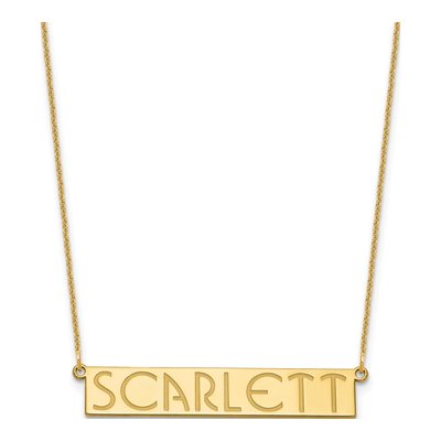14K Yellow Gold Personalized Name Bar Necklace