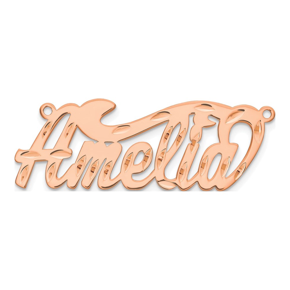 14K Rose Gold Personalized Name Plate Pendant