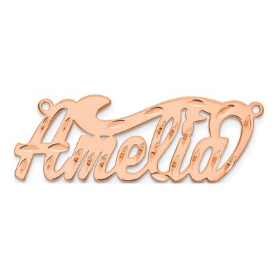 14K Rose Gold Personalized Name Plate Pendant