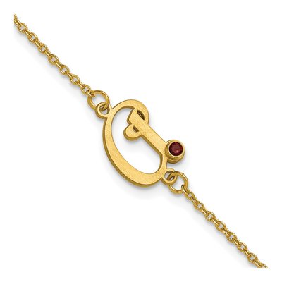 14K Yellow Gold Personalized Initial Birthstone Bracelet