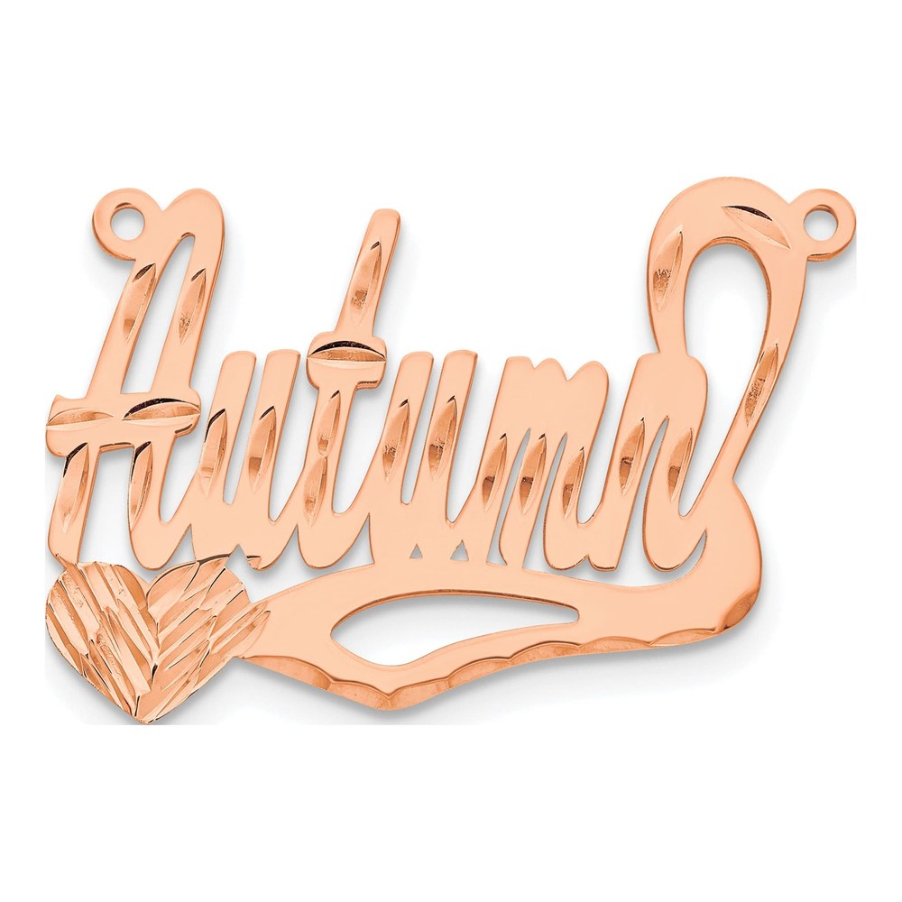 14K Rose Gold Personalized Heart Name Plate Pendant