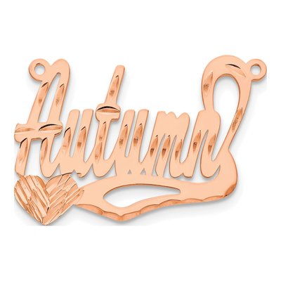 14K Rose Gold Personalized Heart Name Plate Pendant