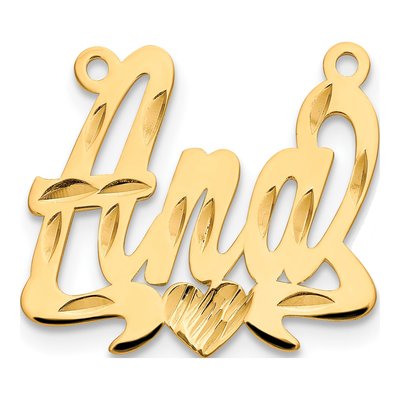 Gold-Plated Sterling Silver Personalized Heart Name Plate Pendant – view 2