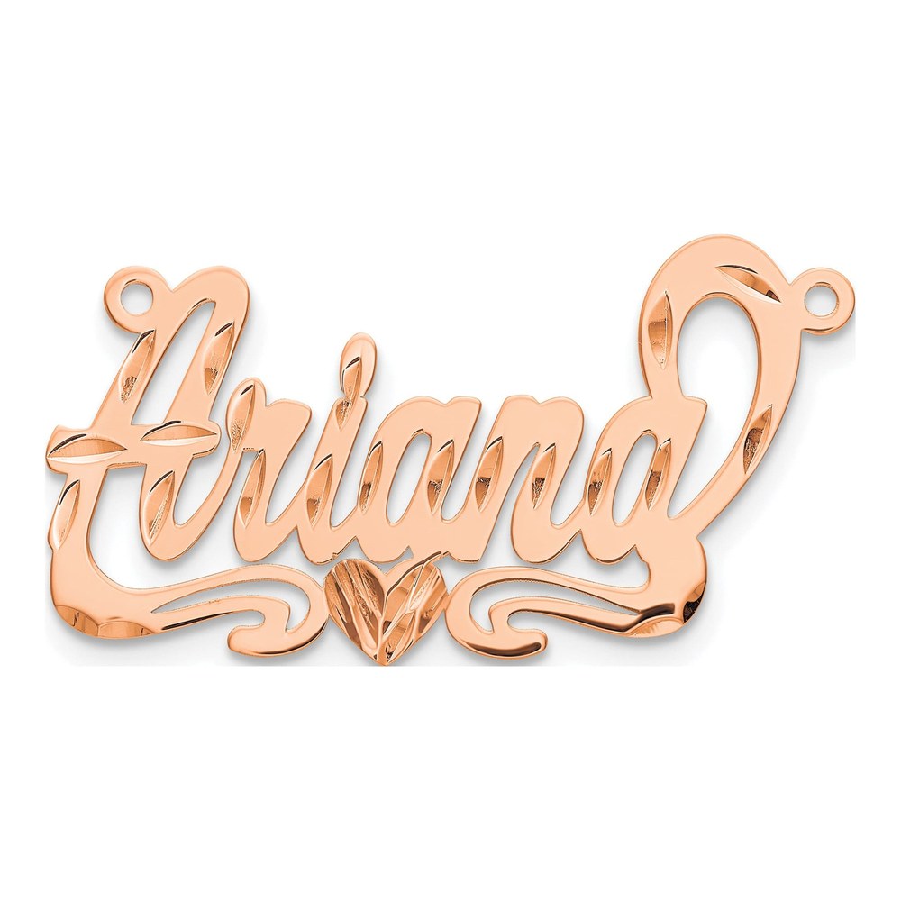14K Rose Gold Personalized Heart Name Plate Pendant