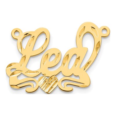 14K Yellow Gold Diamond-Cut Heart Name Plate Pendant – view 2