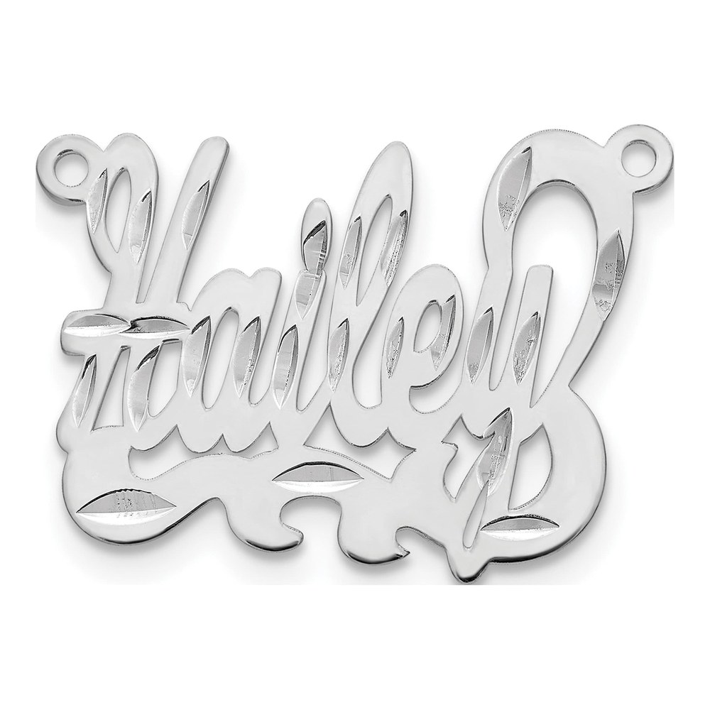 14K White Gold Rhodium-Plated Diamond-Cut Name Plate
