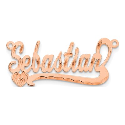 14K Rose Gold Personalized Heart Name Plate Pendant – view 3