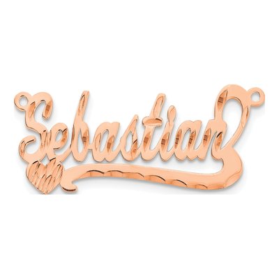 14K Rose Gold Personalized Heart Name Plate Pendant – view 4