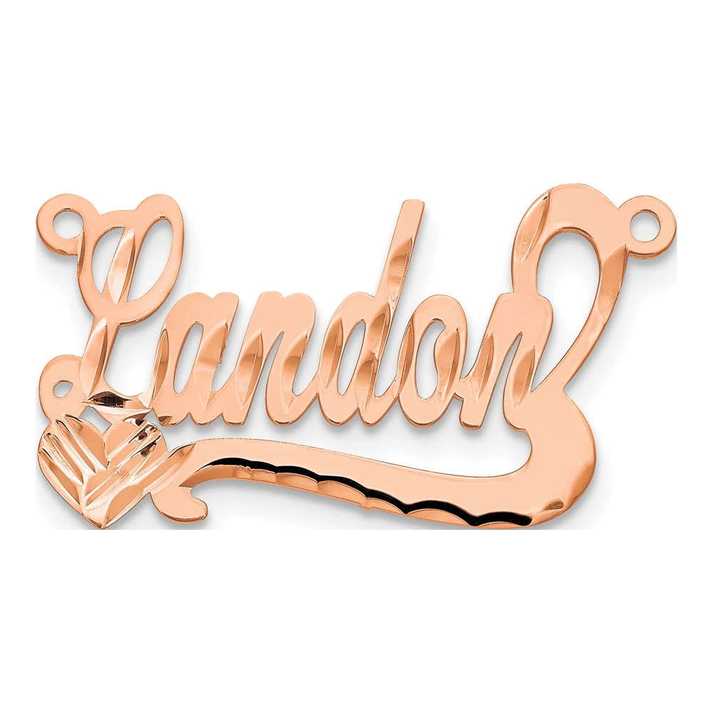 14K Rose Gold Personalized Heart Name Plate Pendant