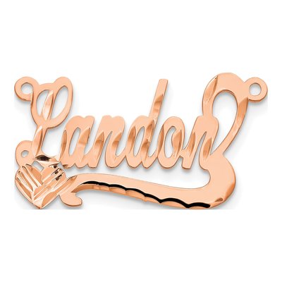 14K Rose Gold Personalized Heart Name Plate Pendant