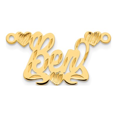 Gold-Plated Sterling Silver Diamond-Cut Hearts Name Plate Pendant – view 2