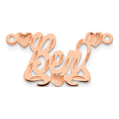 14K Rose Gold Diamond-Cut Hearts Name Plate Pendant – view 2