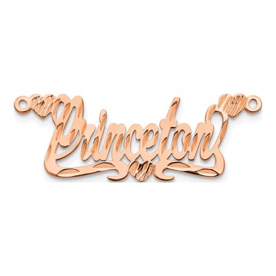 14K Rose Gold Diamond-Cut Hearts Name Plate Pendant – view 4