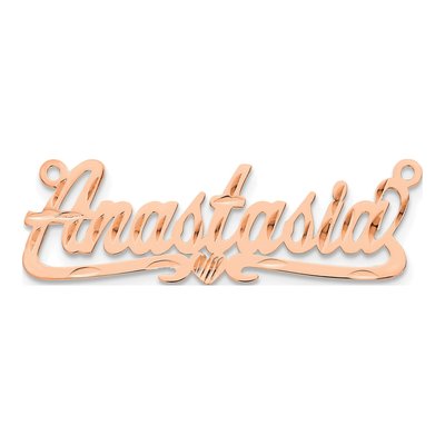 14K Rose Gold Diamond-Cut Heart Name Plate Pendant – view 3