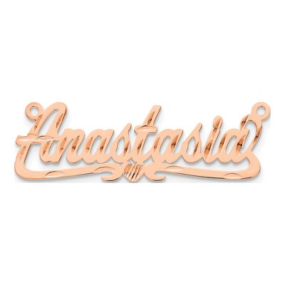 14K Rose Gold Diamond-Cut Heart Name Plate Pendant – view 4