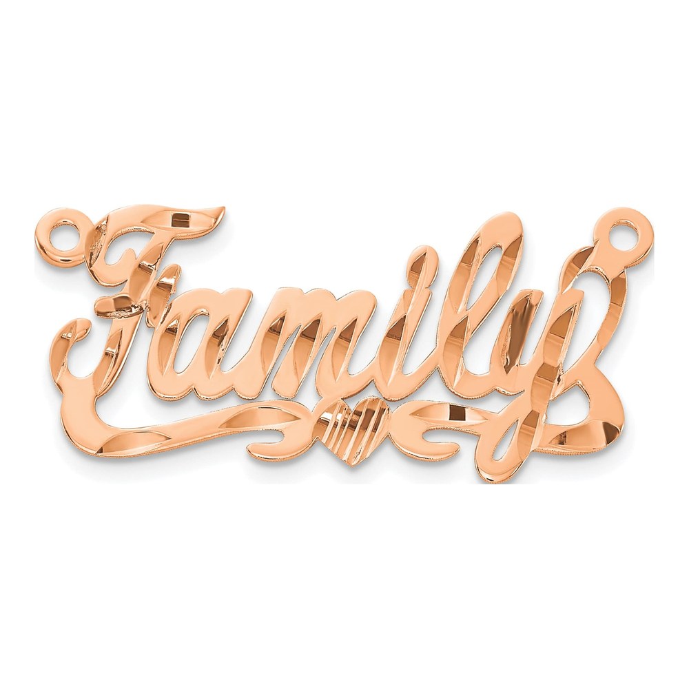 14K Rose Gold Diamond-Cut Heart Name Plate Pendant