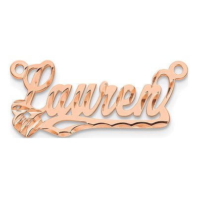 14K Rose Gold Personalized Heart Name Plate Pendant