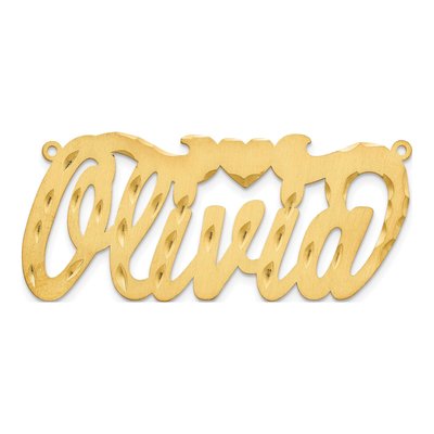 Gold-Plated Sterling Silver Personalized Heart Name Plate Pendant