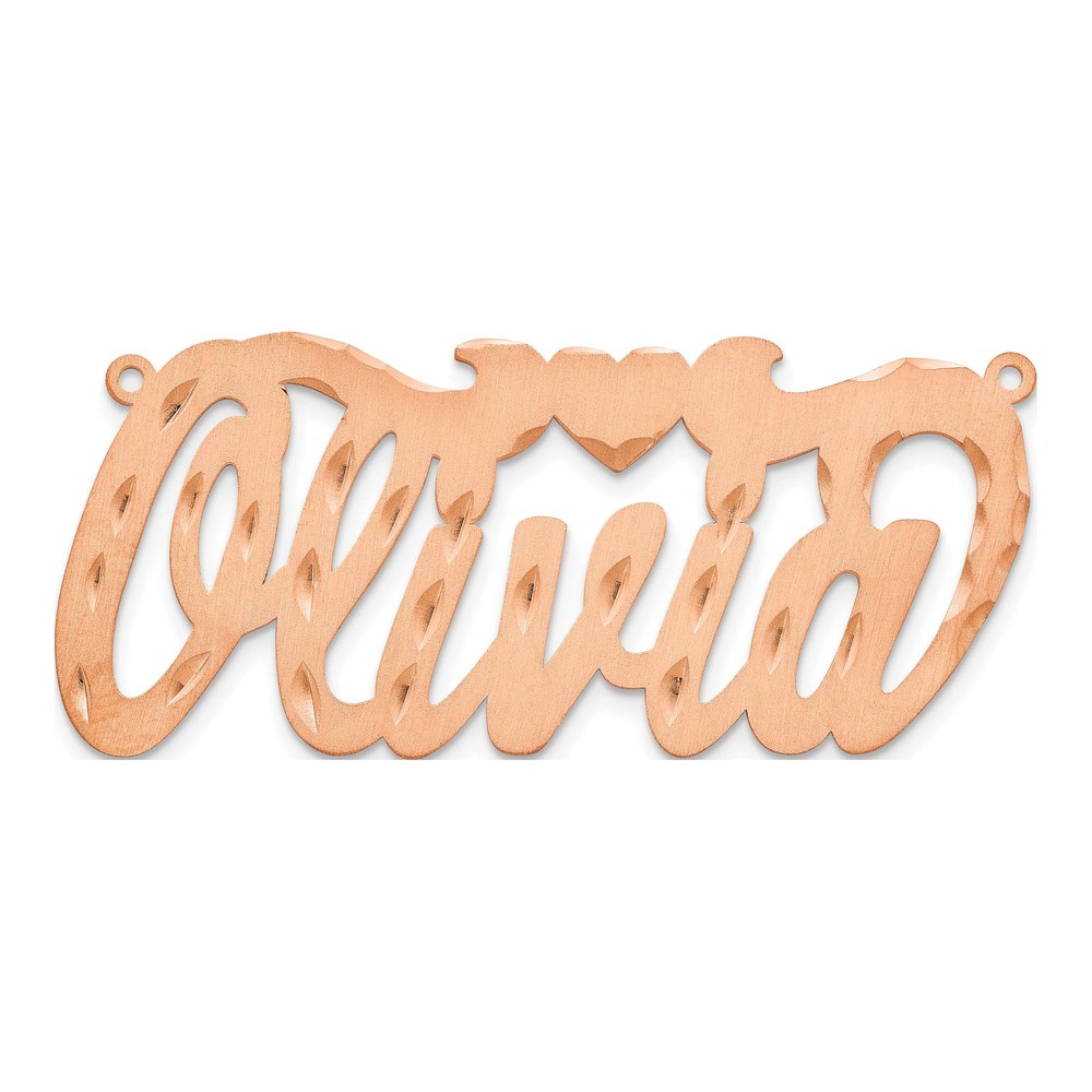 Sterling Silver/rose-Plated Satin Diamond-Cut Heart Name Plate