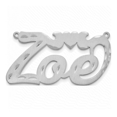 14K White Gold Heart Name Plate Pendant – view 2