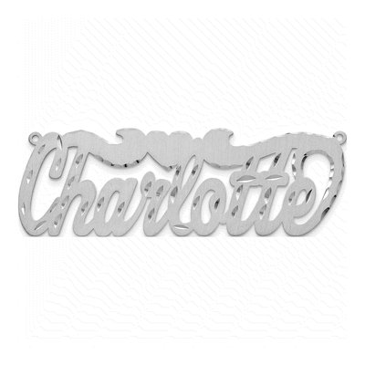 14K White Gold Heart Name Plate Pendant – view 4