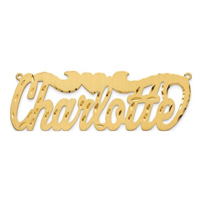 14K Yellow Gold Personalized Heart Name Plate Pendant – view 5
