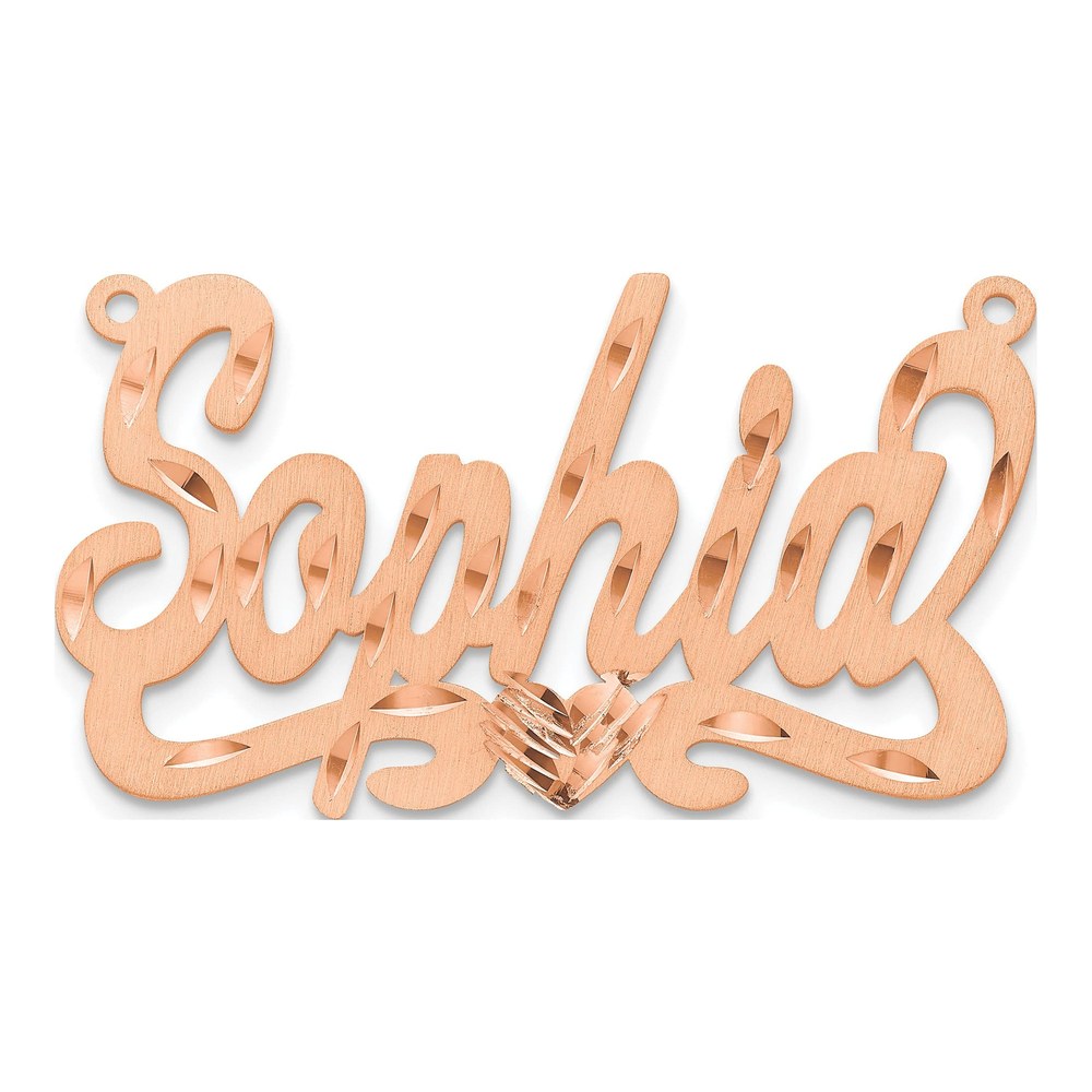 Sterling Silver/rose-Plated Satin Diamond-Cut Heart Name Plate