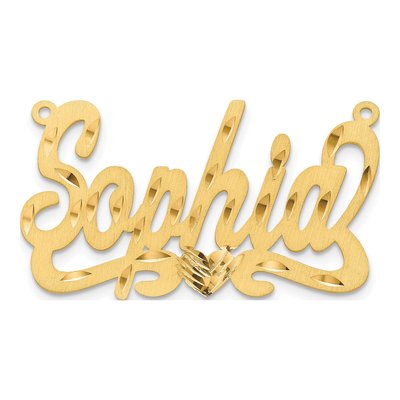 14K Yellow Gold Personalized Heart Name Plate Pendant