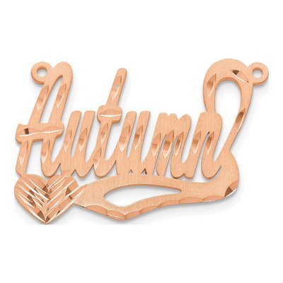 14K Rose Gold Personalized Heart Name Plate Pendant