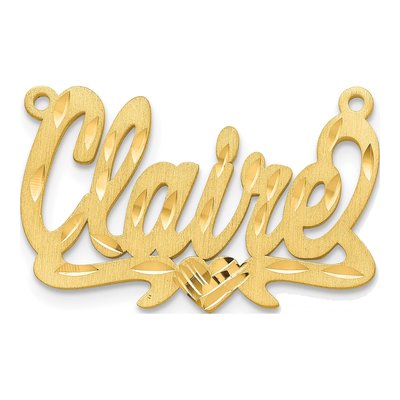 Gold-Plated Sterling Silver Personalized Heart Name Plate Pendant