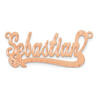 14K Rose Gold Personalized Heart Name Plate Charm – view 3