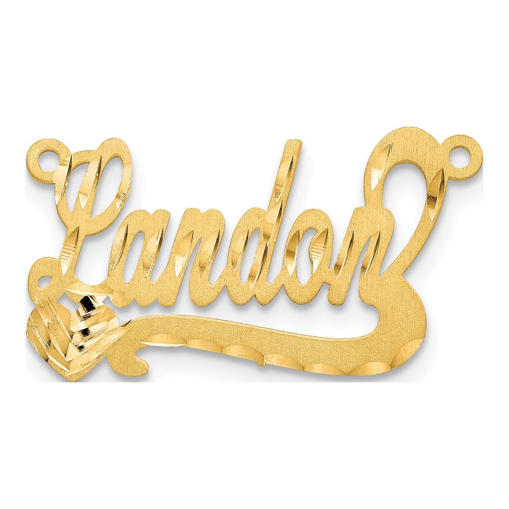 14K Yellow Gold Personalized Heart Name Plate Pendant