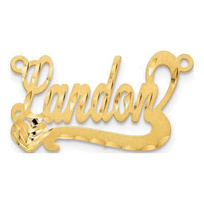 14K Yellow Gold Personalized Heart Name Plate Pendant