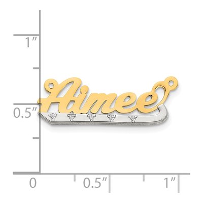 14K Two-Tone Gold Diamond 3D Name Plate Pendant – view 2