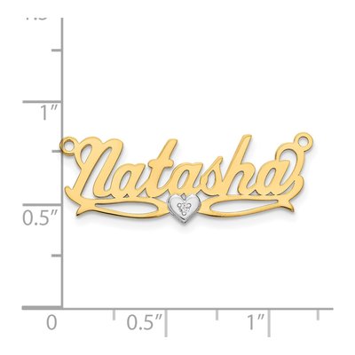 14K Two-Tone Gold Diamond Heart Name Plate Pendant – view 2
