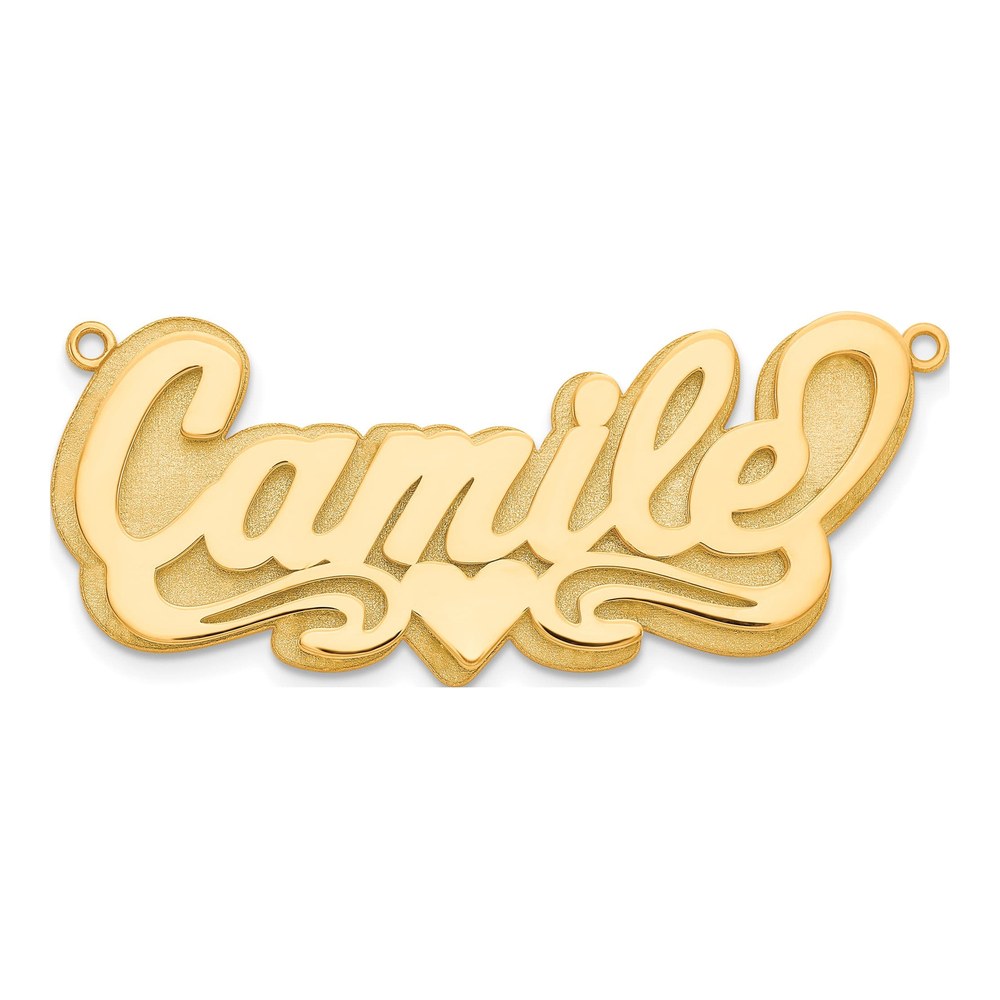 Sterling Silver/gold-Plated 3-D Polished Heart Name Plate