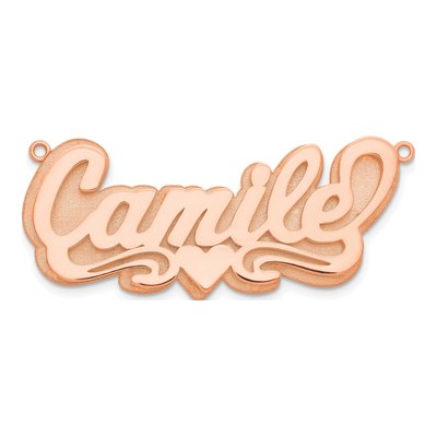 14K Rose Gold Personalized Heart Name Plate Pendant
