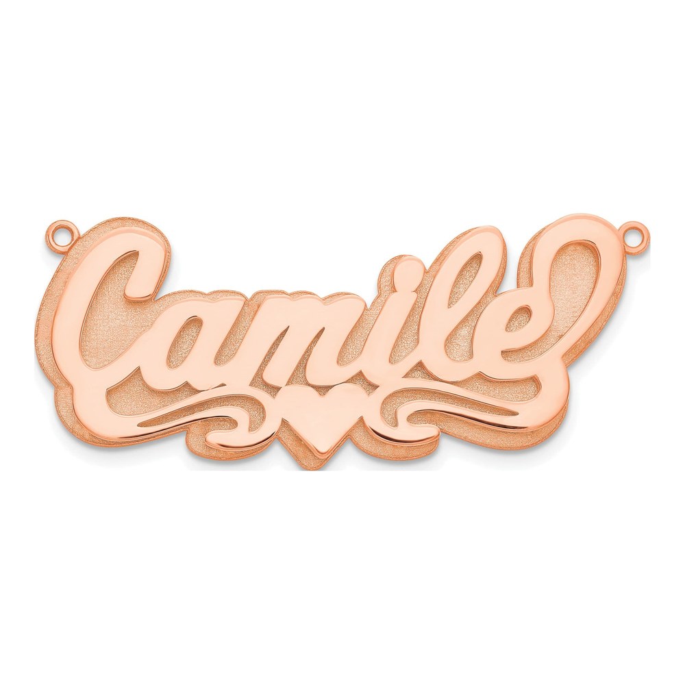Sterling Silver/rose-Plated 3-D Polished Heart Name Plate