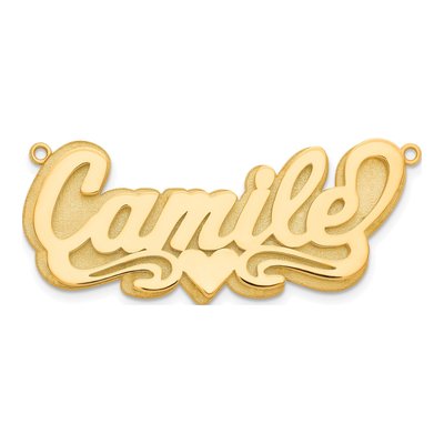 14K Yellow Gold Personalized Heart Name Plate