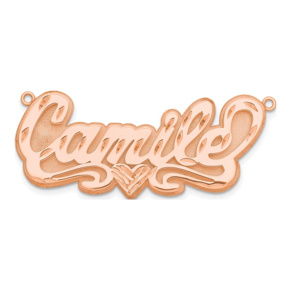 Sterling Silver/rose-Plated 3-D Diamond-Cut Heart Name Plate