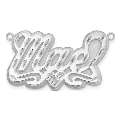 14K White Gold Diamond-Cut Heart Name Plate Pendant – view 2