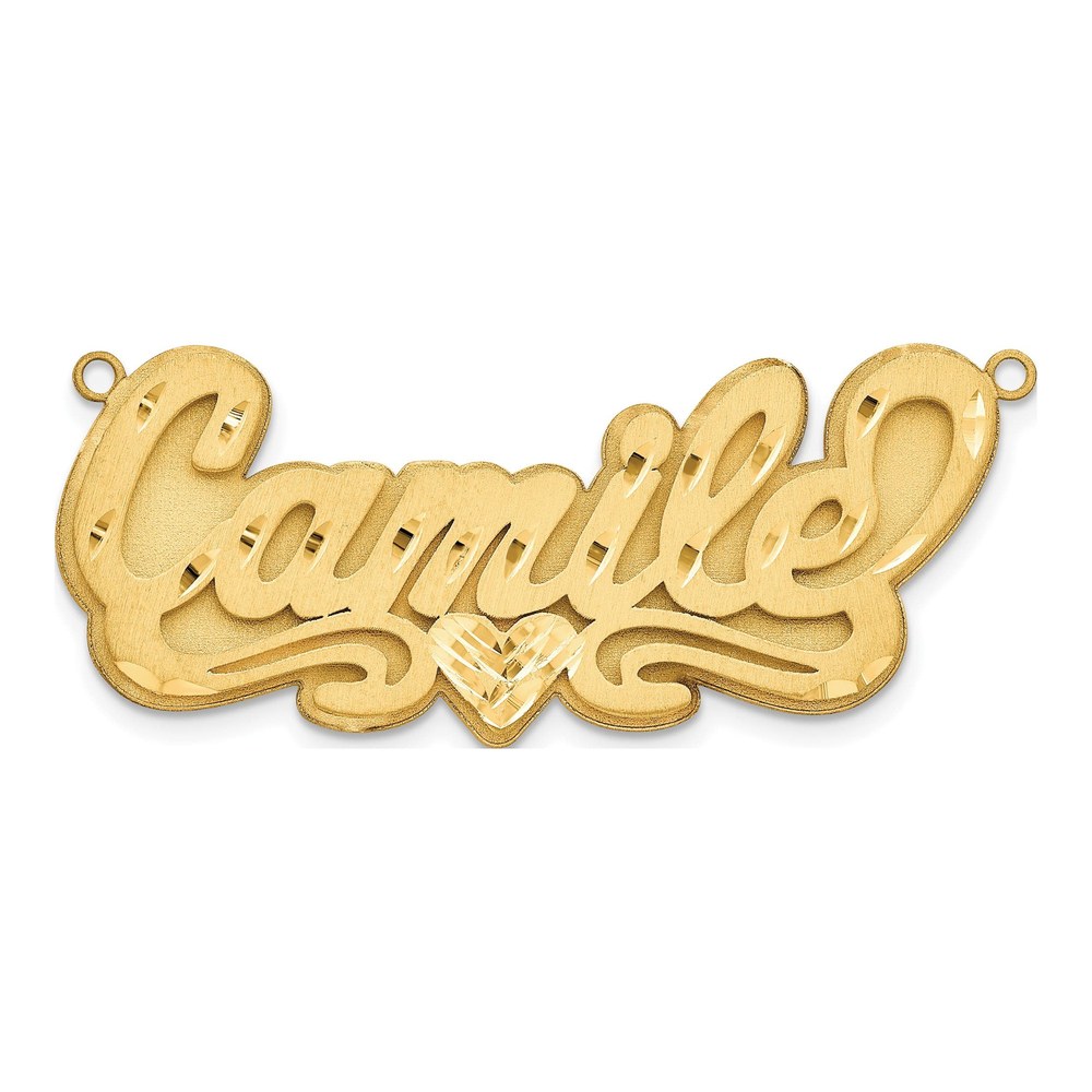 Sterling Silver/gold-Plated 3-D Satin Diamond-Cut Heart Name Plate