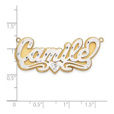 14K Two-Tone Gold Personalized Name Plate Pendant – view 3