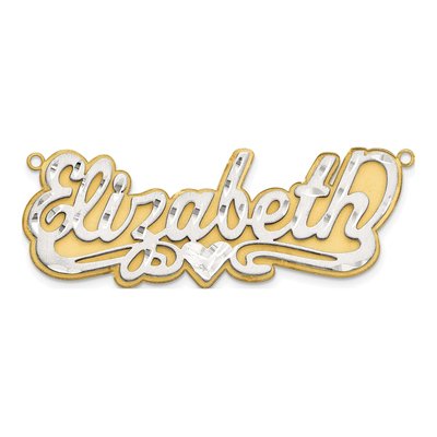 14K Two-Tone Gold Personalized Name Plate Pendant – view 4