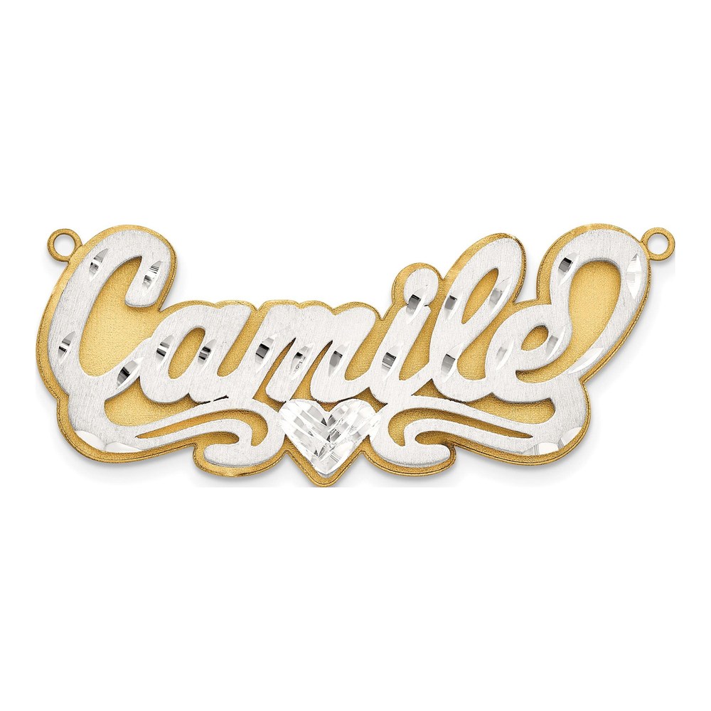 14K Two-Tone Gold Personalized Name Plate Pendant