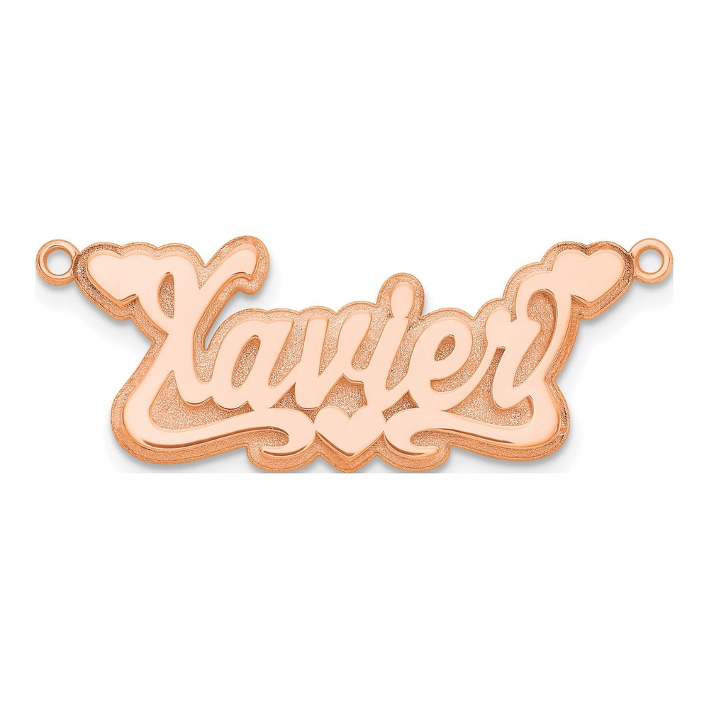Sterling Silver/rose-Plated 3-D Polished Hearts Name Plate