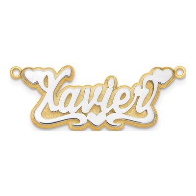 14K Two-Tone Gold Personalized Name Plate Pendant