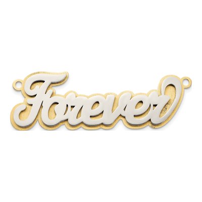 14K Two-Tone Gold 3D Name Plate Pendant – view 4